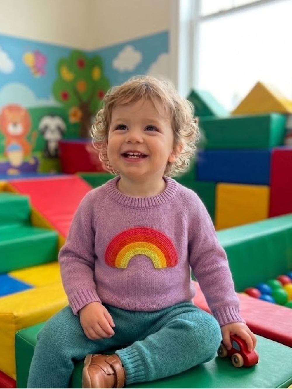 Joe Fresh toddler or kids' rainbow patch knit sweater